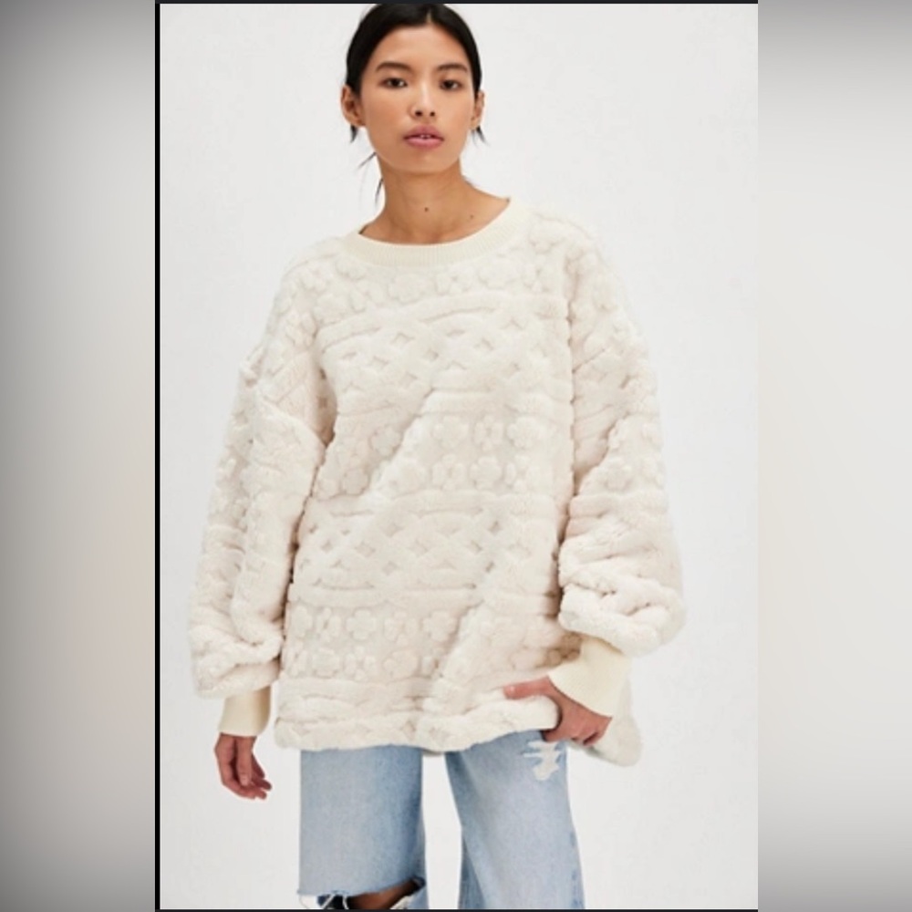 Free People XS Cable Knit Sweatshirt NWT